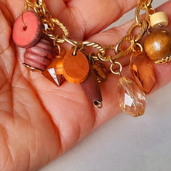 Gold Bracelet With Wooden Charms - Picture 4 of 4